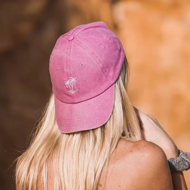 Flamingo palm cap pink OceanVibe denim hat